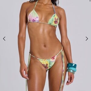 Jaded London Green and Yellow Tropical Bikini